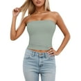 thumbnail image 2 of Tube Tops Women'S Tube Top Sleeveless Stretchy Camisole Removable Padding Strapless Shirt For Layering And Outerwear Green XS, 2 of 6