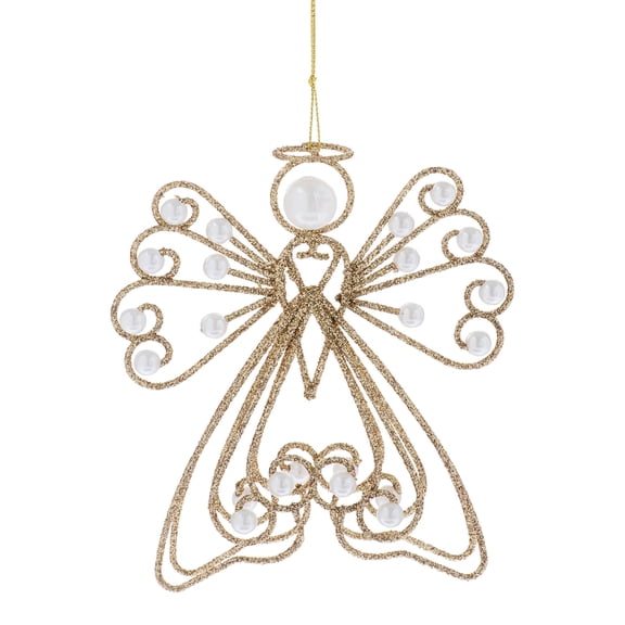 Gold and Pearl Glitter Wire Angel Christmas Ornament, 5", by Holiday Time
