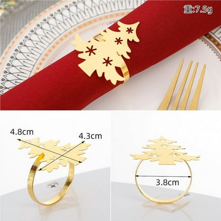 

4pcs Christmas Tree Napkin Rings Hollow Napkin Rings Dining Table Napkin Holders