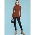 thumbnail image 5 of Made by Johnny Women's Long Sleeve Rib Turtleneck Top Pullover Sweater L RUST, 5 of 6