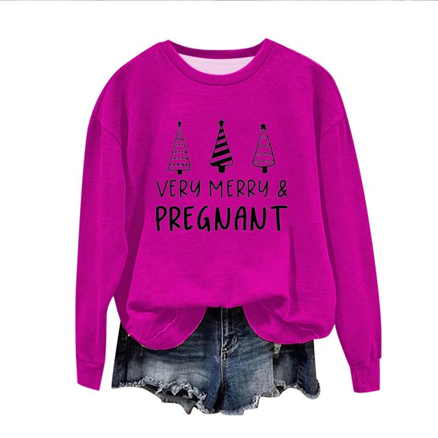 Birdeem Chandail de Noël pour Femmes Col Rond Imprimé Ample Manches Longues Sans Capuche