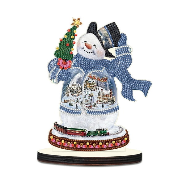 Diamond Painting Desktop Decoration, Blue Snowman 5D DIY Special Diamond Art Decoration Kit for Adults, Office Desktop or Christmas Holiday Gift