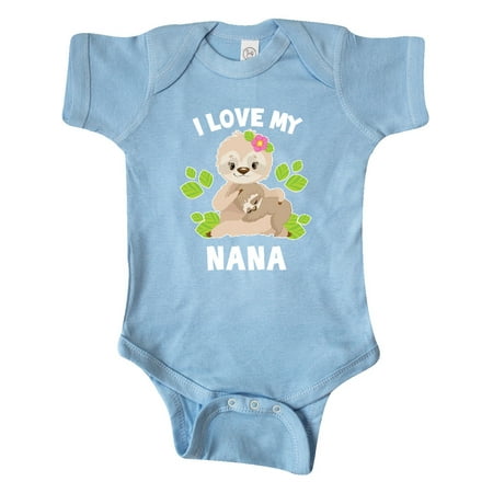 

Inktastic Cute Sloth I Love My Nana with Green Leaves Gift Baby Boy or Baby Girl Bodysuit