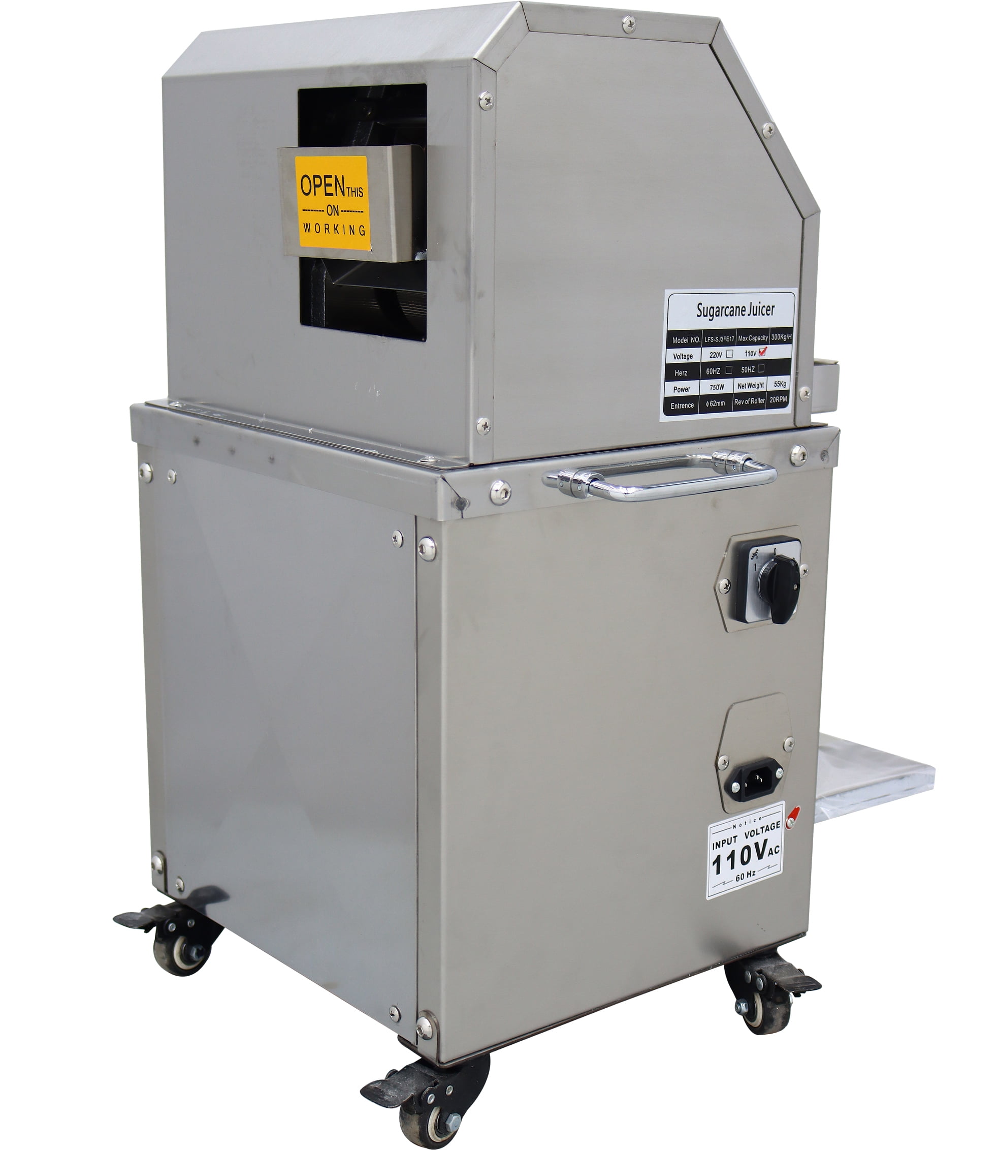 3 Rollers Electric Sugarcane Juicer Sugar Cane Press Juice Machine Commerical Vertical 110V 800W