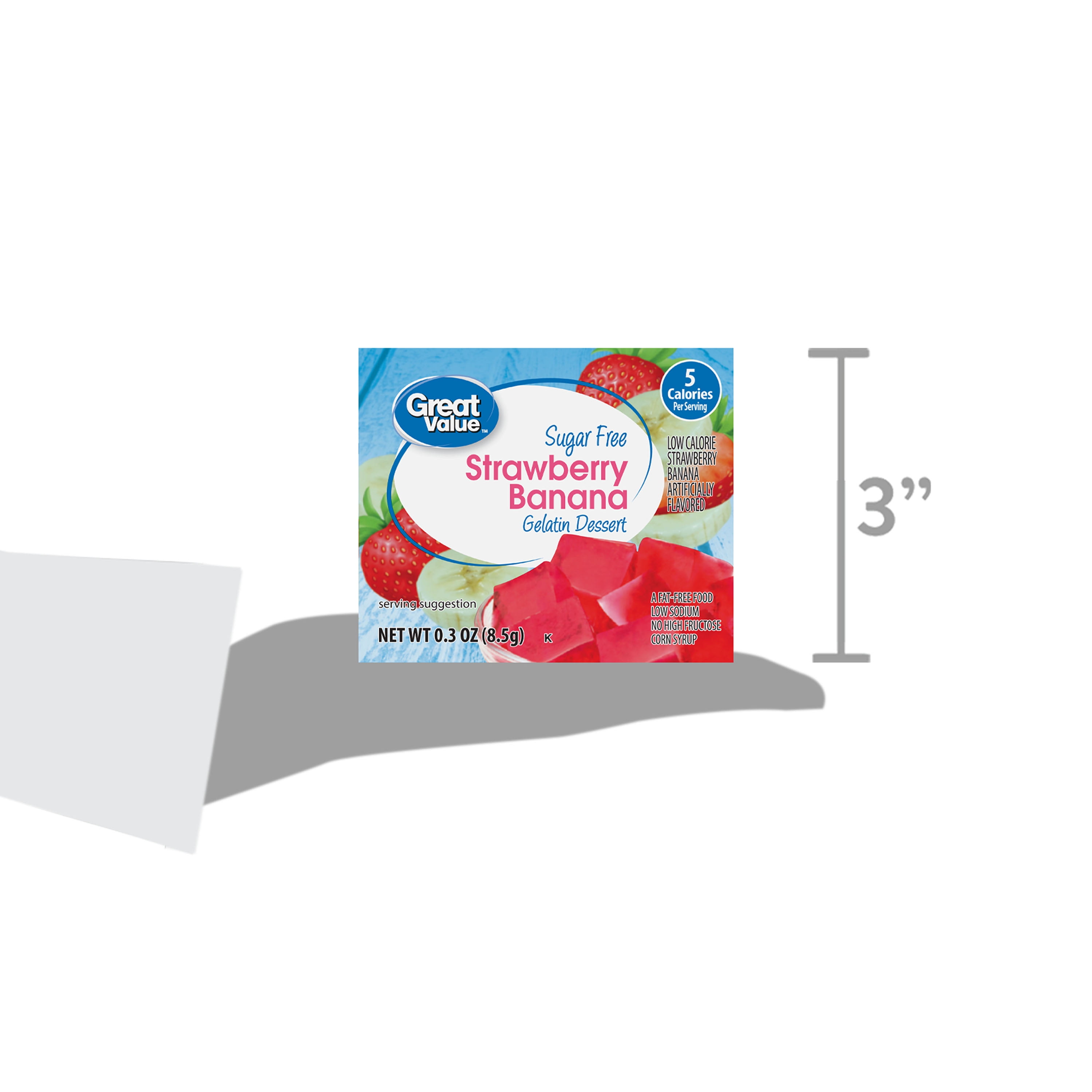 (6 pack) Great Value Sugar Free Strawberry Banana Gelatin Dessert, 0.3 oz