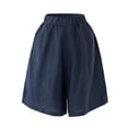 thumbnail image 3 of Aayomet Shorts Larges en Lin pour Femmes, Bleu, S, 3 of 5