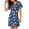 thumbnail image 2 of Haiem Colorful Cartoon Shark Print Women’s Short-sleeved Nightdress – Comfortable and Loose-Fit Sleepwear, Soft Cotton Sleep Shirt for Relaxing, Casual Nightdress, 2 of 6