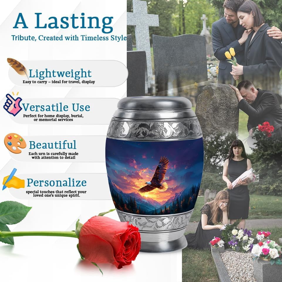 Eagle Keepsake Mini Urns For Human Ashes, Cremation Urns For Ash Adult, Small Funeral Keepsake Urn For Ashes, Memorial Burial Urn For Ash For Women, (Size: 3 Inch, Set Of 1)