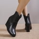 thumbnail image 5 of NECHOLOGY Botas Mujer Adulto Femenino Zapatos Botines de mujer Botas de moda con suela gruesa y tacón de cuña con cremallera lateral de cuero de color liso para mujer (Black, 6.5), 5 of 7