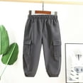 thumbnail image 2 of Elainilye Fashion Toddler Boys Cargo Pants Casual Full Length Pants Elastic Cuffs Pants Trousers For 6 Months-5 Years,Gray, 2 of 3
