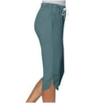 thumbnail image 3 of Khunlpohl Capri Pants for Womens Elastic Waist Drawstring Pant with Pockets Dressy Work Casual Cropped Trousers, 3 of 7