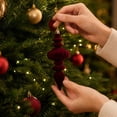 thumbnail image 4 of 6 Pcs Burgundy Velvet Christmas Tree Ornaments,Irregular Shapes Vintage Finish Hanging Ornament for Xmas Tree Fireplace Window Door,Holiday Party Decor, 4 of 7