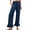 Navy #085, variant on Linen Pants Women Smocked High Waisted Wide Leg Cropped Palazzo Pants with Pockets Flowy Boho Ruffle Ankle Beach Pant Purple XL