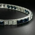 thumbnail image 4 of Lakshya Jewel LLC 14K White Gold Plated Princess Cut Blue Cubic Zirconia Men's Tennis Link Bracelet Silver, 4 of 4