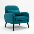 thumbnail image 4 of Upholstered Accent Chair with Cushion, Comfy Living Room Chair with Black Solid Wood Legs, Modern Arm Chair Reading Chair Leisure Chair Club Chair for Bedroom, Balcony and Office, Teal, 4 of 7