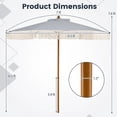 thumbnail image 2 of Costway 7FT Patio Umbrella with Fringe Sun-Protective Polyester Canopy, Cute Beach Umbrella Blue + White + Natural, 2 of 10