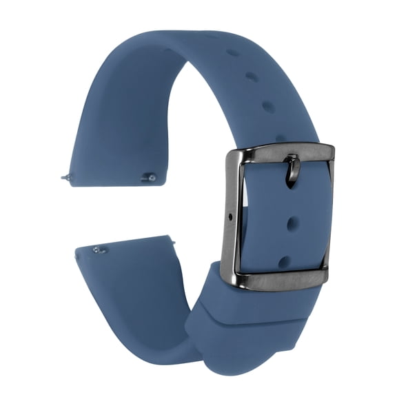 Uxcell Silicone Watch Band 20mm Quick Release Rubber Replacement Watch Strap with Stainless Steel Black Clasp, Dark Blue