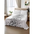 thumbnail image 2 of Black Grey Eucalyptus Leaves Flat Sheet Only Twin Size, Soft Breathable Bed Top Sheets for Mattress, Spring Summer Botanical Floral Luxury Bedding Flat Sheets for Home Hotel Bedroom Bed Protection, 2 of 9