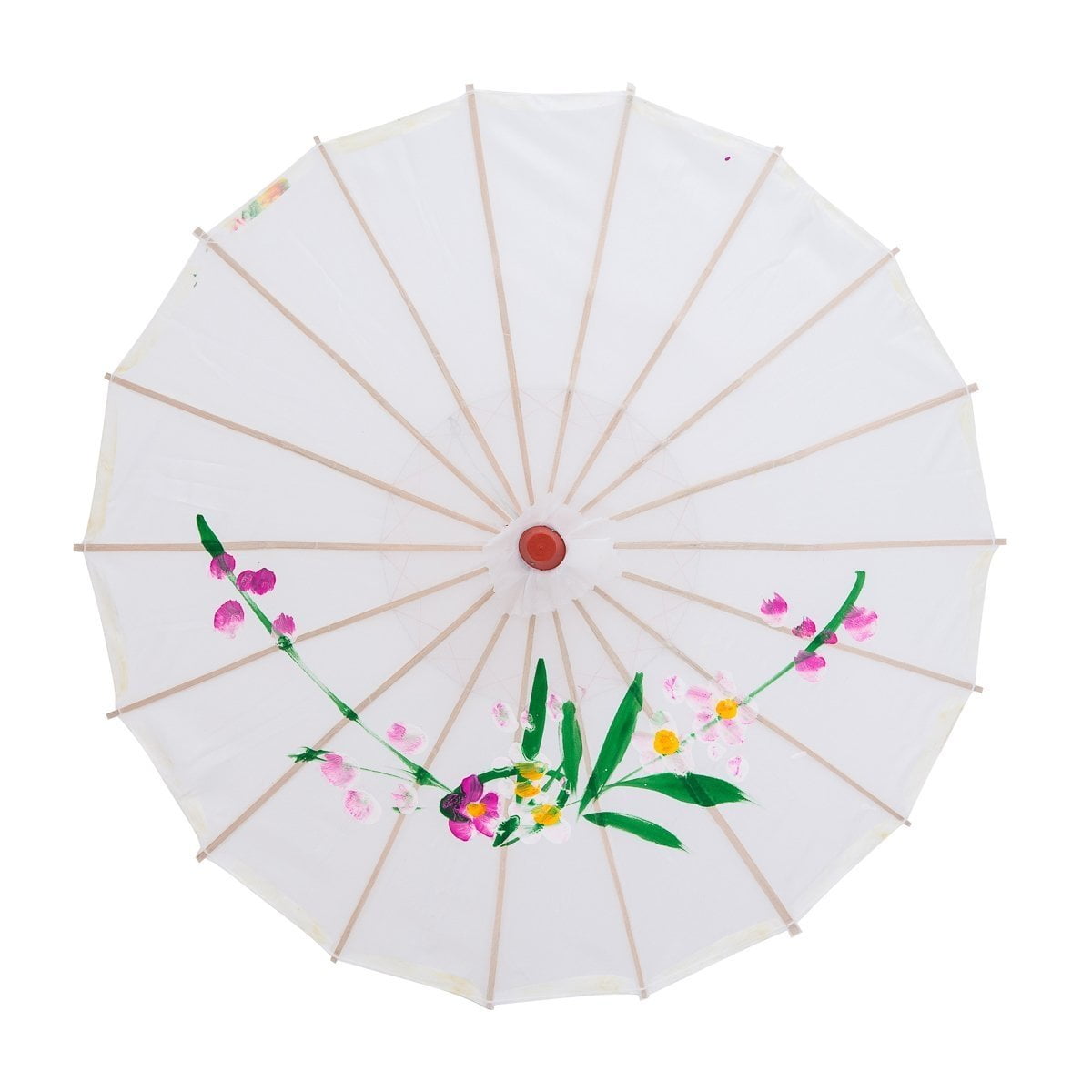 CHINESE JAPANESE S WHITE FLORAL PARASOL WEDDING DANCE FANCY GIRL UMBRELLA PARTY 