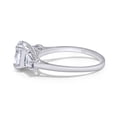 thumbnail image 3 of 2 Carat 8X6MM Oval & Tapered Cut Lab Created Moissanite Diamond 3-Stone Engagement Ring For Women In 14K White Gold Over Sterling Silver (VVS1 Clarity, 2.00 Cttw)-11, 3 of 7