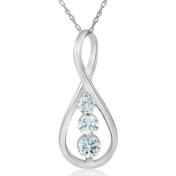 Pompeii 1/2ct 3-Stone Diamond Infinity Pendant 14k White Gold 1" Tall (G/H,I1)