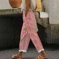 thumbnail image 2 of ABATAB Stripe Pants for Women Beach Vacation Cotton Linen Trousers Wide Leg Loose Elastic Waist Summer Outfits, 2 of 5