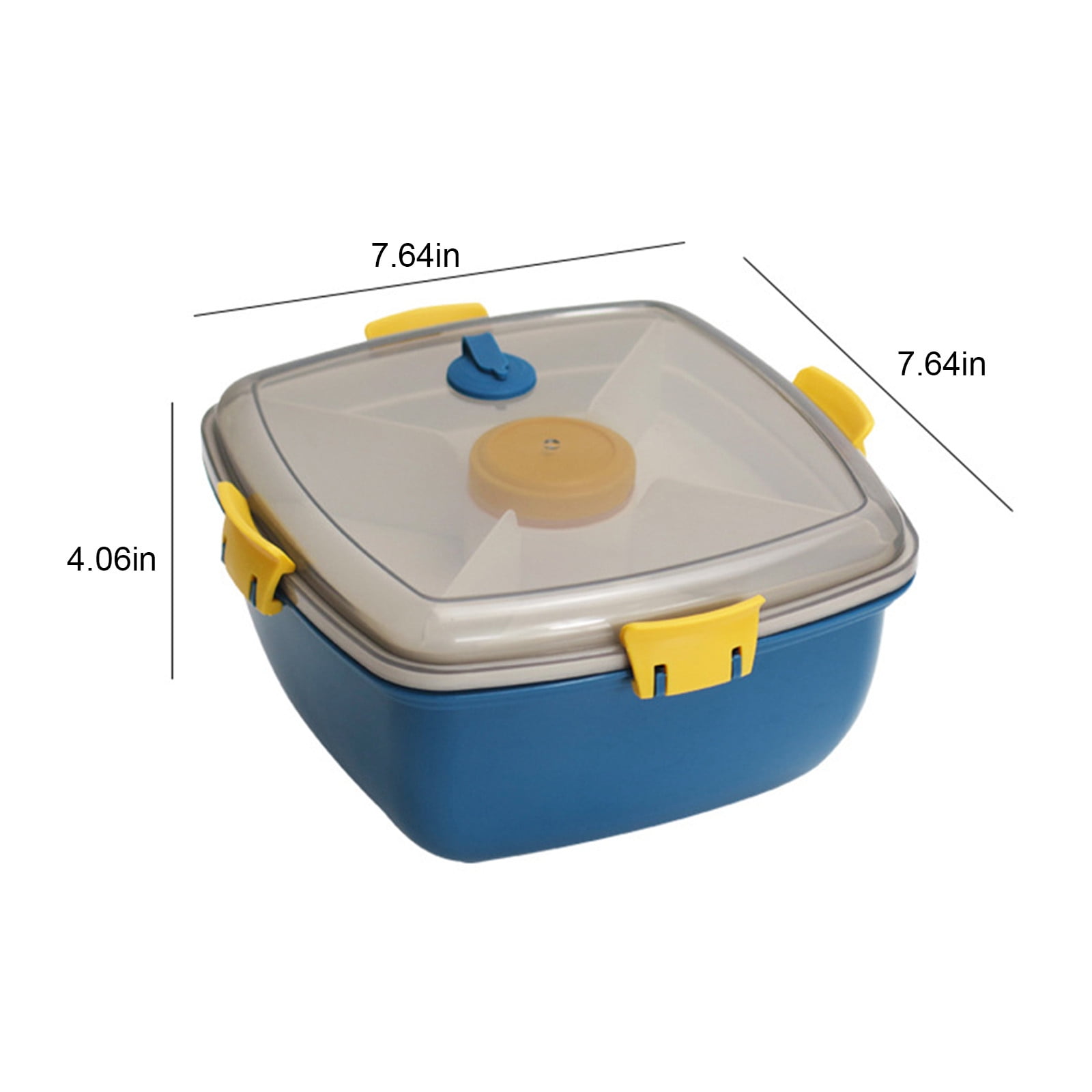 Specollect 4Pcs Stackable Salad Container-Bowl with 4-Compartment Toppings Tray,Leak-Proof Dressing Container,Reusable Fork,BPA-Free Lunch Box for Meal Prep & Food Storage; Removable Bento Tray