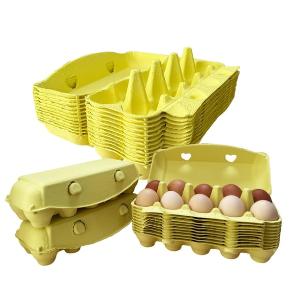 Homvik Light Yellow Paper Pulp 10-Count Egg Cartons, Reusable, 50 Pack