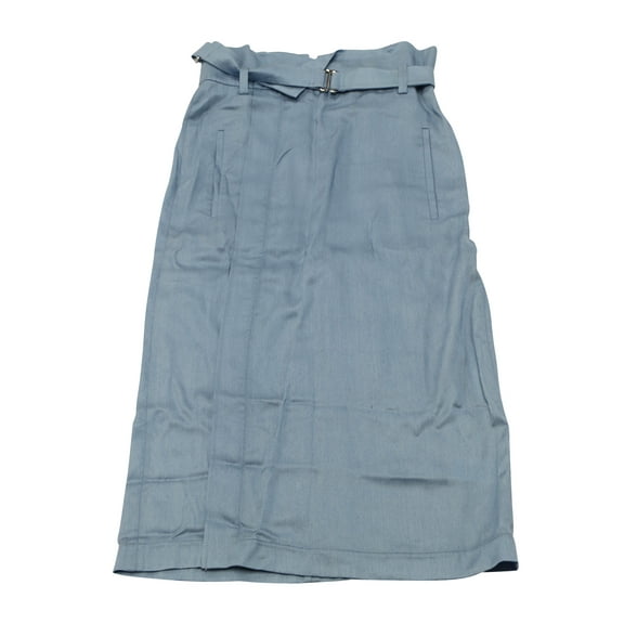 Pre-Owned Tibi Belted Midi Skirt in Blue Lyocell
