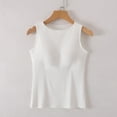 thumbnail image 2 of Lenpel Women's Tank Tops with Built in Bra Crew Neck Solid Color Slim Sleeveless T Shirts Soft Casual Camisole Tees, 2 of 6