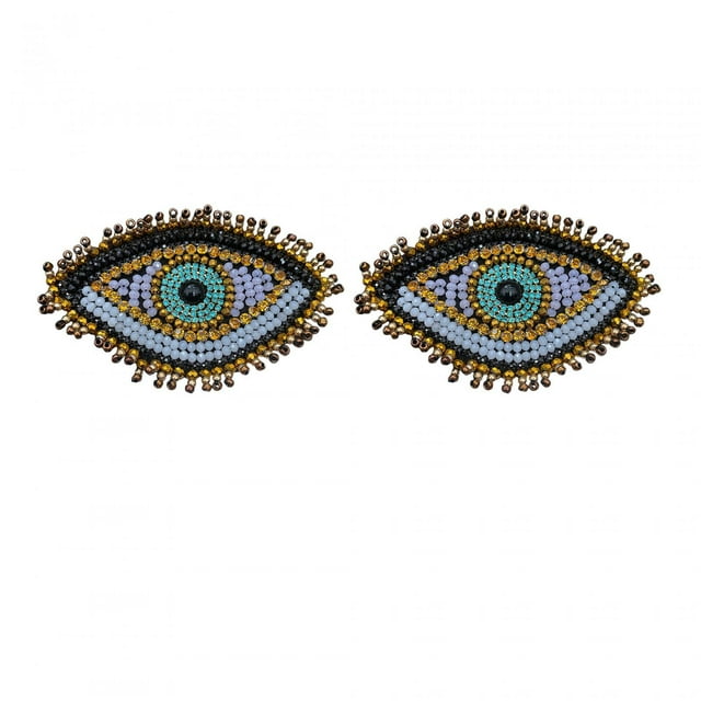 2 Pieces Embroidery Applique Patches Sewing Embellishment Stylish Eye Shape DIY Clothes for Hat Jacket Clothes Backpack Decor