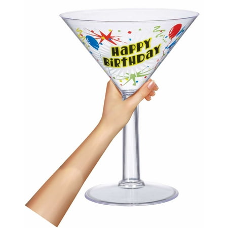 Happy Birthday Jumbo Martini Toasting Glass Cup Party Decoration Keepsake Gift