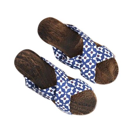 

Panda Superstore PL-CLO2229582011-KELLY01737-RP Womens Wooden Clogs Casual Breathable Indoor & Outdoor Sandals Blue & White Pattern Size 39 M EU