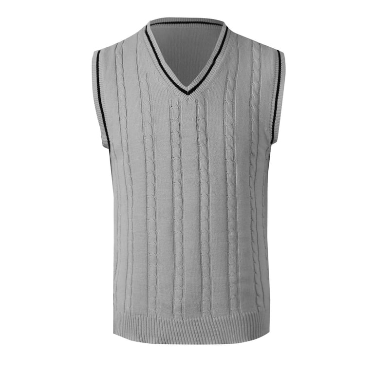 VBTAPA Men's Striped Vests Knit Sweater Vest V Neck Sleeveless