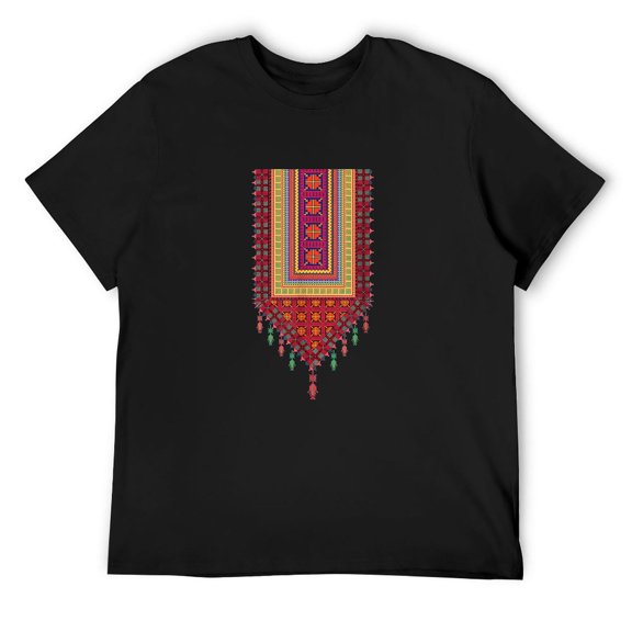 Mens Palestine Tatreez Designs T-Shirt Black Small