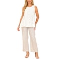 thumbnail image 2 of INSPIRE CHIC Women's Linen Tank Tops Summer Sleeveless Shirts Button Pleated Babydoll Casual Blouse S White, 2 of 6