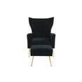 thumbnail image 4 of Accent Chair with Button Tufted Ottoman, Modern Wingback Single Sofa with Gold Metal Legs, Upholstered Reading Armchair with Footrest for Living Room Bedroom, Black, 4 of 7