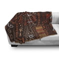 thumbnail image 3 of Prehistoric Soft Flannel Fleece Blanket, Aboriginal Style Patterns Tribal Motifs Objects Collage of Cave Pictures, Cozy Plush for Indoor and Outdoor Use, 70" x 90", Orange and Black, by Ambesonne, 3 of 6