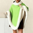 thumbnail image 2 of Women's Christmas Oversized Thick Faux Fur Collar Shawl Warm Homewear Poncho Green Free Size, 2 of 6