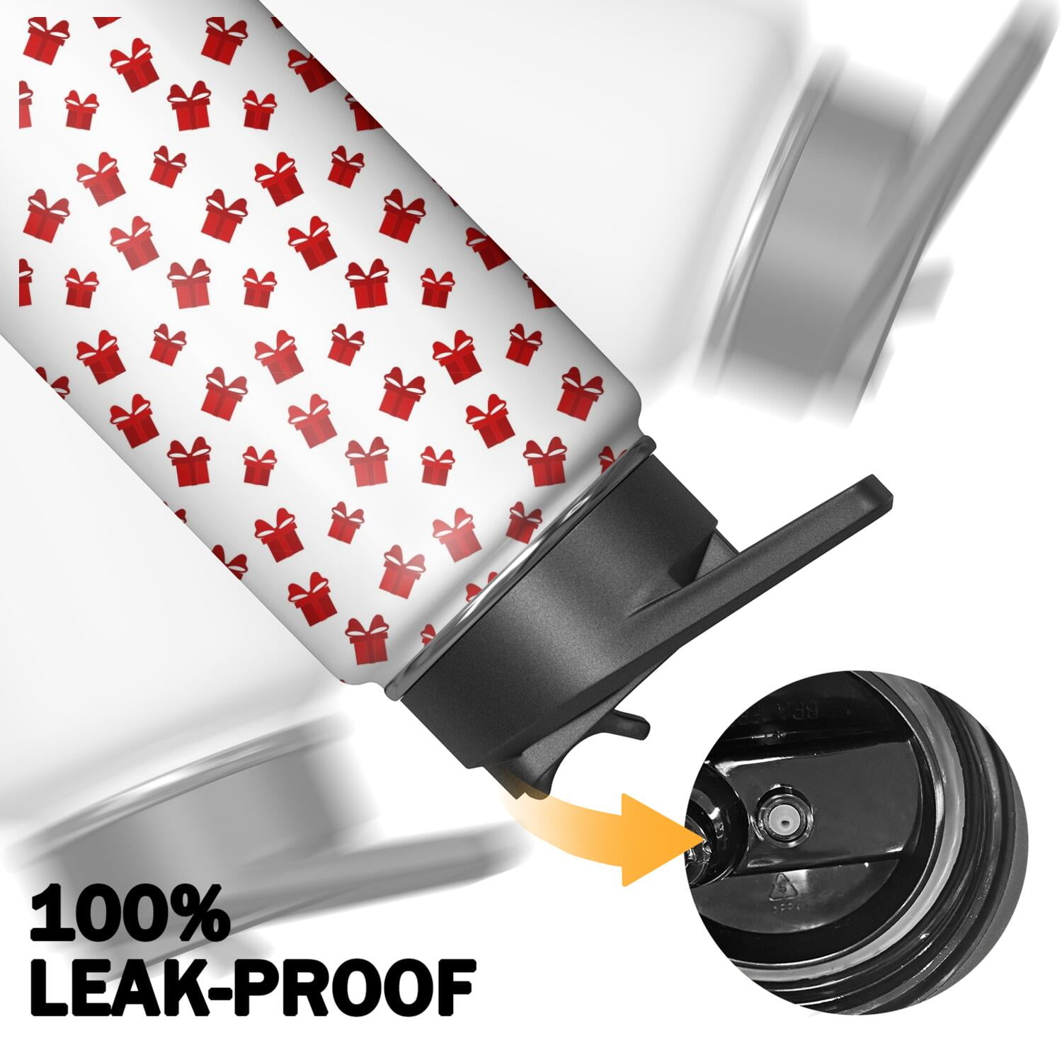 Christmas 18 oz Insulated Stainless Steel Water Bottle with Straw & Cleaning Brush , Leakproof, BPA-Free, 304 Stainless Steel, Wide Mouth, Travel Mug for Car, Gym, Office