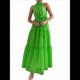 thumbnail image 1 of Vestido Maxi Floral de Verano para Mujer, Sin Mangas, Cuello Halter, Volantes Sueltos, Bohemio con Cinturón Verde XL, 1 of 9