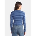thumbnail image 4 of No Boundaries Graphic Striped Pointelle Top with Long Sleeves, Women’s, 4 of 5