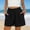 Black, variant on Womens Casual Shorts High Waisted Lightweight Shorts Pleated Front Elastic Waist Summer Beachwear Shorts with Side Pockets