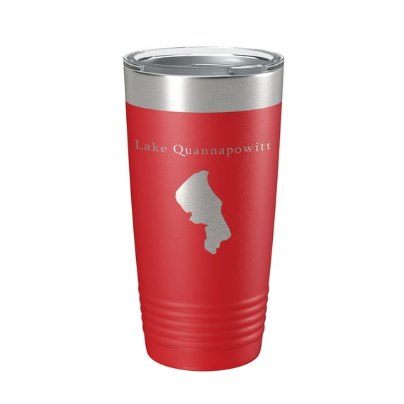 Lake Quannapowitt Map Tumbler Travel Mug Insulated Laser Engraved Coffee Cup Massachusetts 20 oz Red