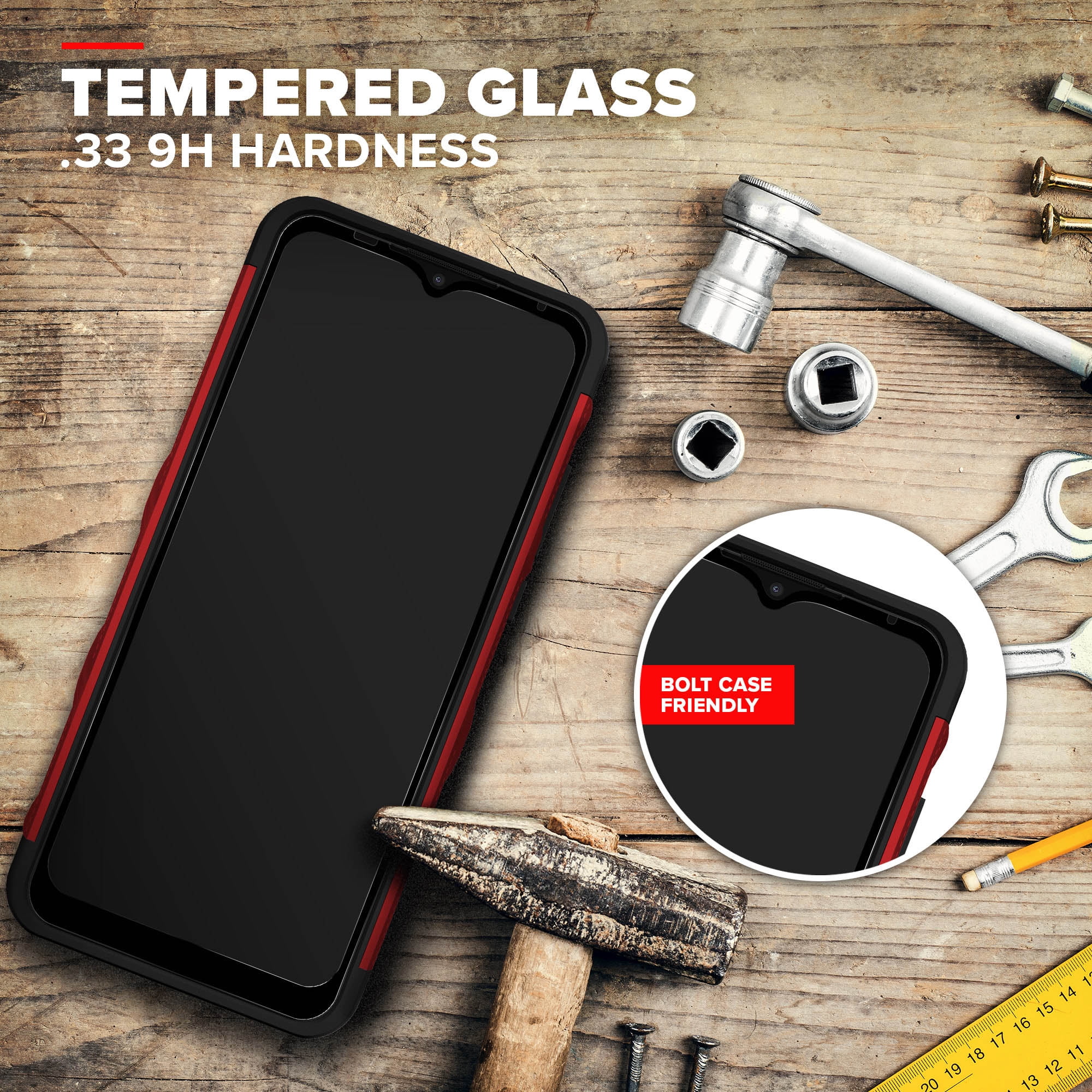 ZIZO BOLT Series for Moto G Play (2021) Case with Screen Protector Kickstand Holster Lanyard - Red & Black