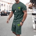 thumbnail image 2 of Men's Suits Summer Coconut Tree Print Short Sleeve Shorts Sportswear set for Men Lightweight Daily Wear Breathable Modern Design, 2 of 4