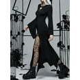 thumbnail image 4 of Cenuakty Women Long Bodycon Dress Dark Style Gothic Solid Color Cutout Long Bat Sleeve Dress High Slit Fall Party Dress, 4 of 9