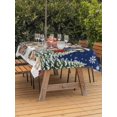 thumbnail image 2 of Outdoor Tablecloth with Umbrella Hole and Zipper, Navy Blue Christmas Rectangle Table Cloth 60x120 Inch Waterproof Tablecloth, Snowman Xmas Snowflake Botanical Tree Picnic Table Cover for Patio, 2 of 7