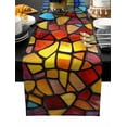 thumbnail image 2 of Blue Red Yellow Cotton Linen Small Table Runner 13 x 48 inch Modern Colored Rainbow Stained Glass Non-slip Rectangular Dining Table Decor for Wedding Party Holiday Dinner, 2 of 8