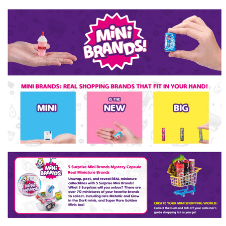 5 Surprise Mini Brands Mystery Capsule Real Miniature Brands Collectible Toy (2 Pack) (PVC Tube Packaging) by ZURU, Gold